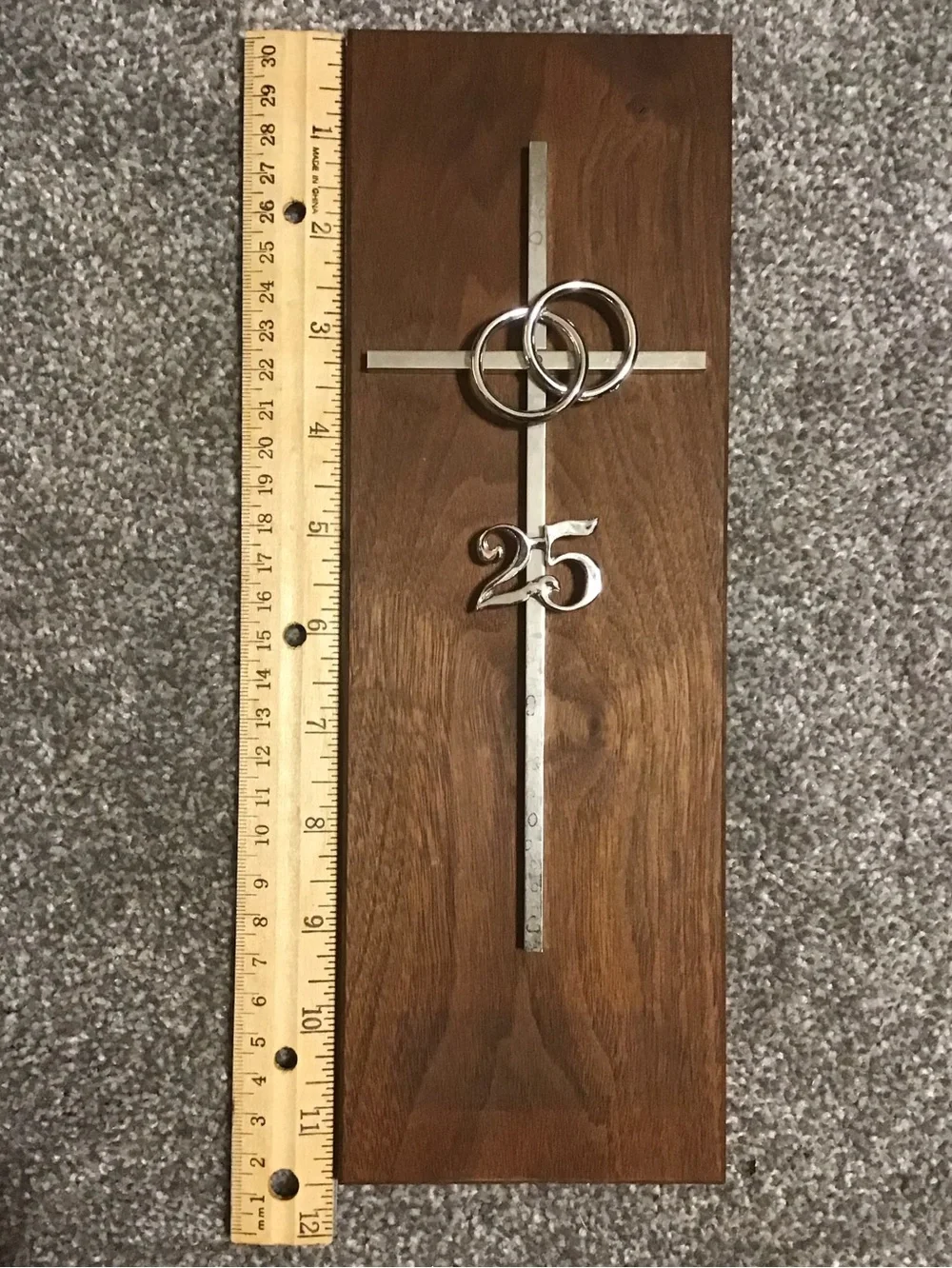 Vintage Walnut Wood 25th Wedding Anniversary wall decor